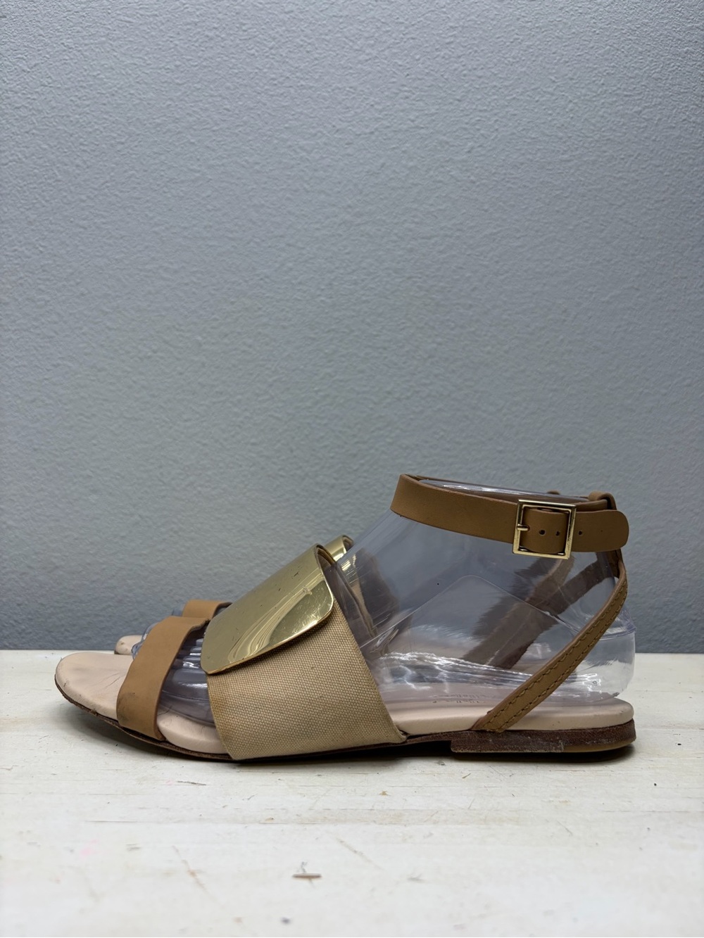 See By Chloe Gold Plated Leather Strap Sandals Size 39